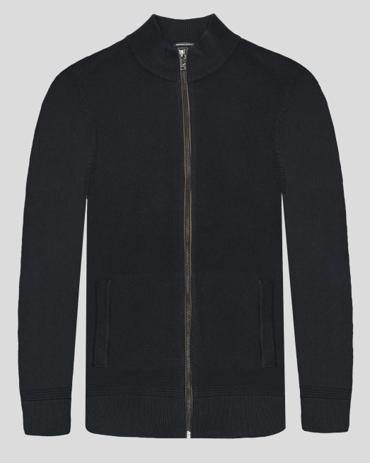 'ЧЕРНА ЖИЛЕТКА ОТ PREMIUM ПАМУК С ВЕЛУРЕН КАНТ НА ЦИП 