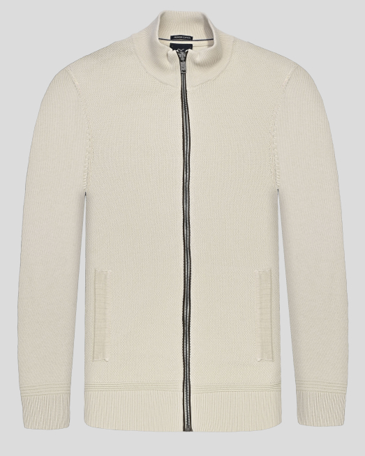 'ЖИЛЕТКА ОТ PREMIUM ПАМУК  В ЕКРЮ С КОНТРАСТЕН ВЕЛУРЕН КАНТ НА ЦИП