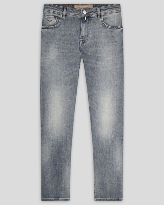 'ДЪНКИ СВОБОДЕН СИЛУЕТ С КОНТРАСТНА КОЖЕНА ЕМБЛЕМА В СИВ ТИНТ