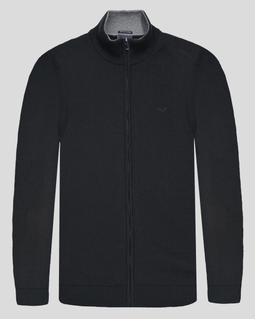 ' ЧЕРНА ЖИЛЕТКА ОТ PREMIUM ПАМУК С ТОНАЛНА БРОДЕРИЯ ЛОГО