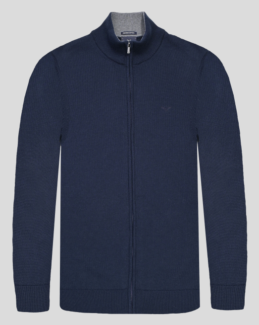 'ТЪМНОСИНЯ  ЖИЛЕТКА ОТ PREMIUM ПАМУК С ТОНАЛНА БРОДЕРИЯ ЛОГО