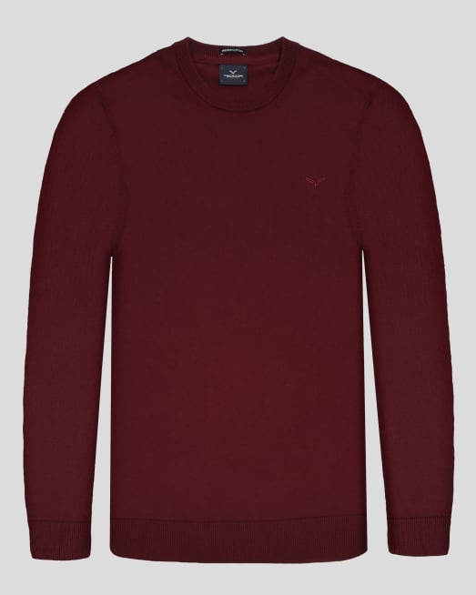 ' ПУЛОВЕР С ОБЛО ДЕКОЛТЕ И БРОДЕРИЯ ЛОГО ОТ PREMIUM ПАМУК В БОРДО