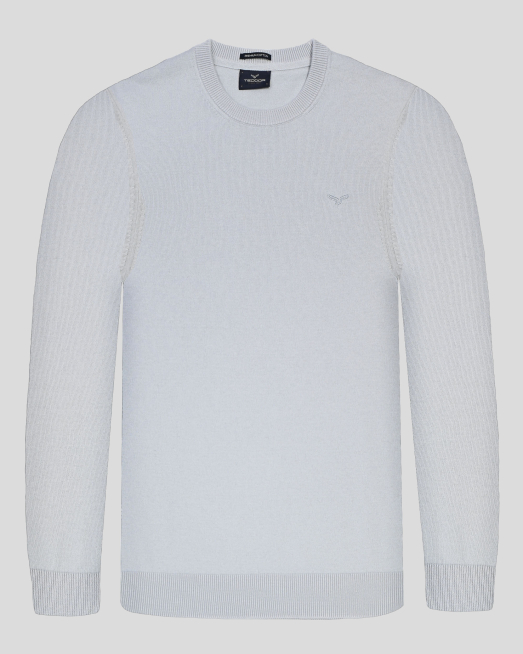 ' СВЕТЛОСИВ ПУЛОВЕР С ОБЛО ДЕКОЛТЕ И БРОДЕРИЯ ЛОГО ОТ PREMIUM ПАМУК