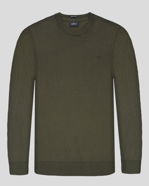 ' ПУЛОВЕР С ОБЛО ДЕКОЛТЕ ОТ PREMIUM ПАМУК В ЦВЯТ КАКИ