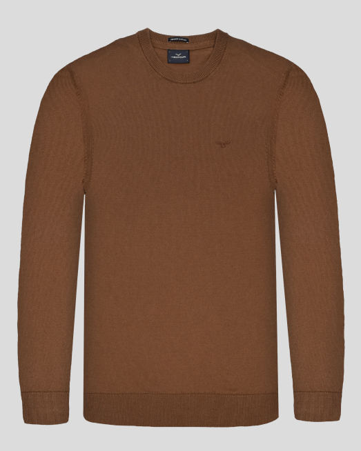 ' КАФЯВ ПУЛОВЕР С ОБЛО ДЕКОЛТЕ И БРОДЕРИЯ ЛОГО ОТ PREMIUM ПАМУК