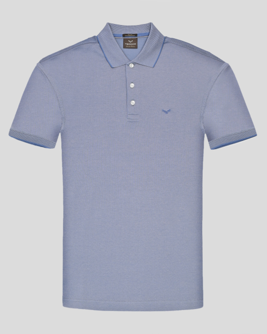 'ПОЛО ТЕНИСКА ОТ ДВОЙНО МЕРСЕРИЗИРАН ЕГИПЕТСКИ ПАМУК В СИН И СИВ МЕЛАНЖ