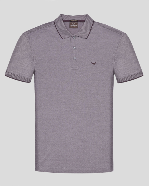 'ТЕНИСКА ОТ ДВОЙНО МЕРСЕРИЗИРАН ЕГИПЕТСКИ ПАМУК В СИВО И ВИОЛЕТ МЕЛАНЖ