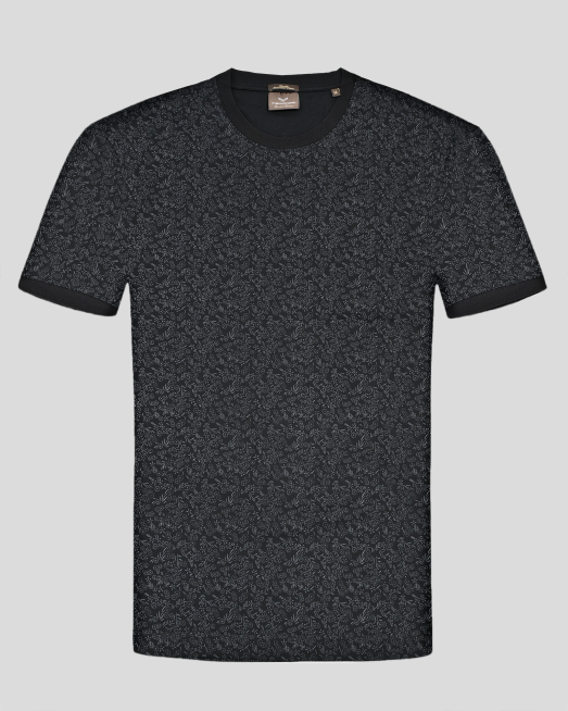 'ЧЕРНА ТЕНИСКА ОТ ДВОЙНО МЕРСЕРИЗИРАН ПАМУК С ФЛОРАЛЕН ПРИНТ 