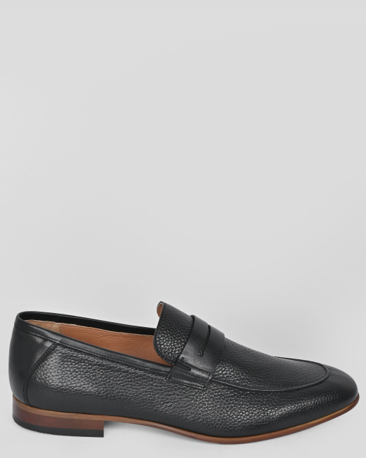 'ЧЕРНИ МОКАСИНИ ОТ ШАГРЕНИРАНА КОЖА С ТОНАЛЕН ДЕКОРАТИВЕН ЕЛЕМЕНТ 