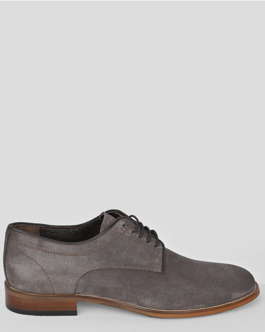 'КАФЯВИ ОБУВКИ ТИП ДЕРБИ ОТ ЕСТЕСТВЕН ВЕЛУР С КОНТРАСТНА ПОДМЕТКА