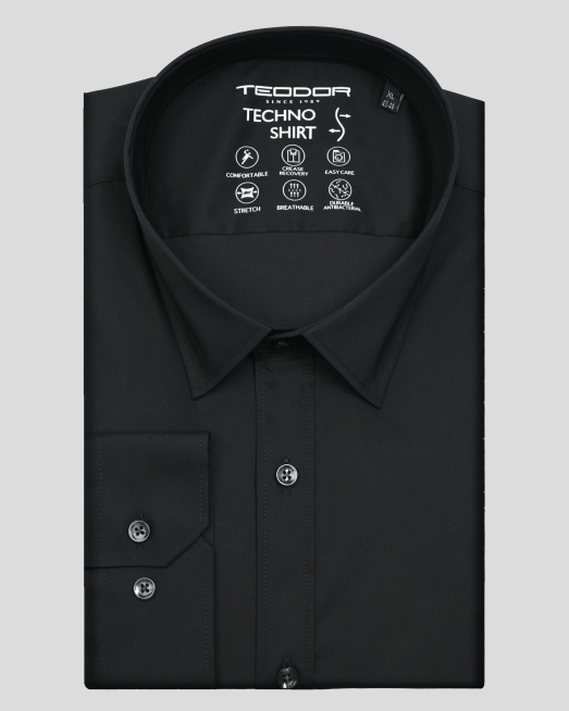 'ЧЕРНА  ЕЛАСТИЧНА РИЗА СИЛНО ВТАЛЕН СИЛУЕТ