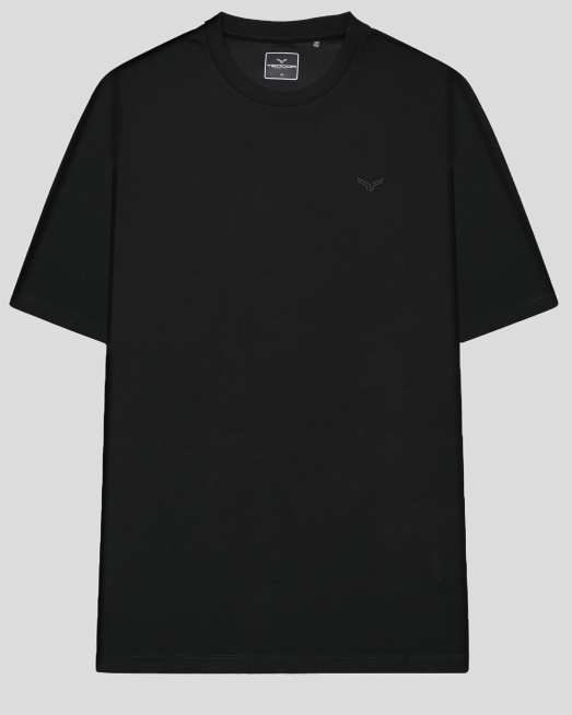 'ЧЕРНА ОВЪРСАЙЗ ТЕНИСКА С ЕФЕКТЕН ПРИНТ НА ГЪРБА