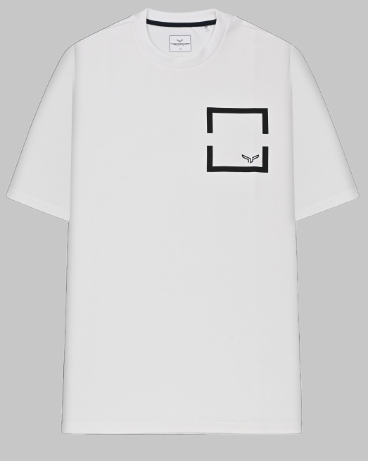 'ТЕНИСКА ОВЪРСАЙЗ В ЕКРЮ С КОНТРАСТЕН ГУМИРАН ПРИНТ И ЛОГО