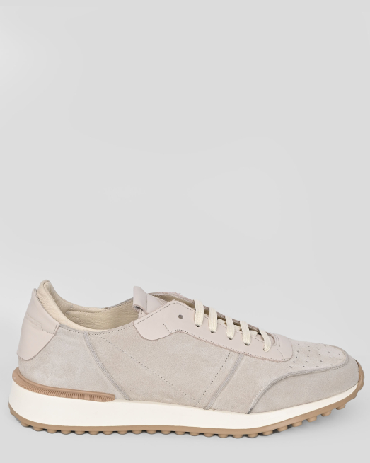 'СВЕТЛОБЕЖОВИ МАРАТОНКИ ОТ ВЕЛУР С КОНТРАСТНА ПОДМЕТКА И ЛОГО