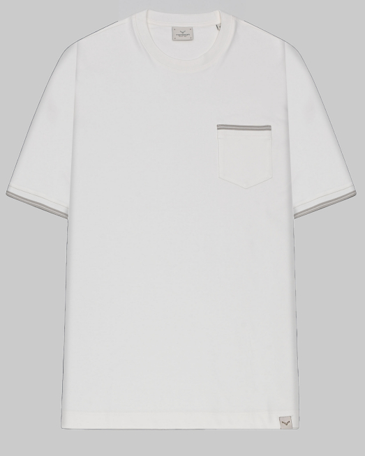 'ТЕНИСКА ОВЪРСАЙЗ В ЦВЯТ ЕКРЮ С ДЖОБ НА ГЪРДИ И КОНТРАСТНА ДЕСЕНАЦИЯ