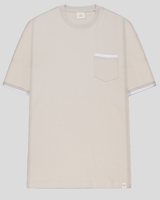 'БЕЖОВА ТЕНИСКА ОВЪРСАЙЗ С ДЖОБ НА ГЪРДИ И КОНТРАСТНА ДЕСЕНАЦИЯ