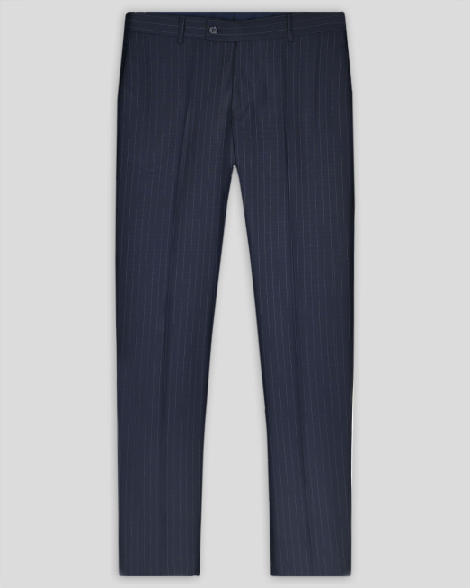 'ТЪМНОСИН КЛАСИЧЕСКИ ПАНТАЛОН В РАЙЕ ВТАЛЕН СИЛУЕТ/ЧАСТ ОТ КОСТЮМ/