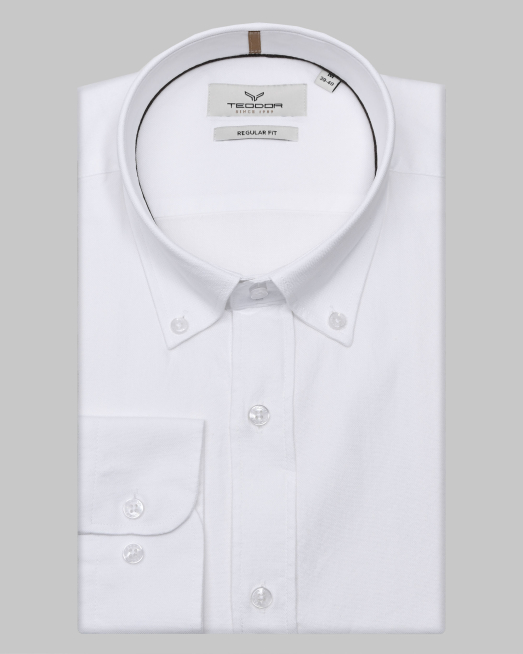 'БЯЛА  РИЗА ОТ СТРУКТУРЕН ПАМУЧЕН ПЛАТ ОКСФОРД С ЛОГО