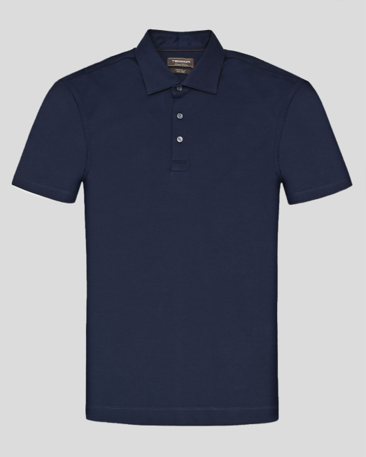 'ЛУКСОЗНА ТЪМНОСИНЯ  ПОЛО ТЕНИСКА ОТ ДВОЙНО МЕРСЕРИЗИРАН ПАМУК