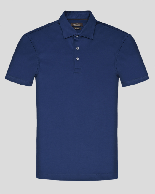 'ЛУКСОЗНА ТЕНИСКА ОТ ДВОЙНО МЕРСЕРИЗИРАН ПАМУК В ЦВЯТ СИН ПАРЛАМЕНТ 