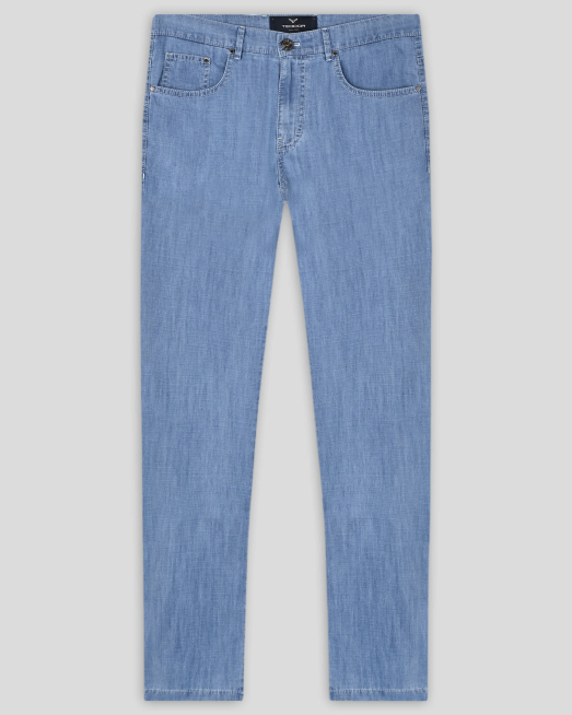 'СВЕТЛОСИН ПАНТАЛОН С 5 ДЖОБА И КОНТРАСТНИ ШЕВОВЕ СВОБОДЕН СИЛУЕТ