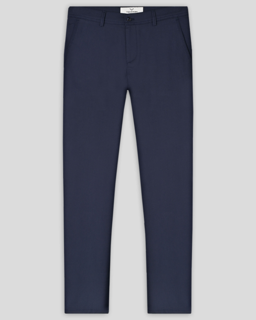 'ТЪМНОСИН ЧИНО ПАНТАЛОН С КОЖЕН ЛОГО АКСЕСОАР