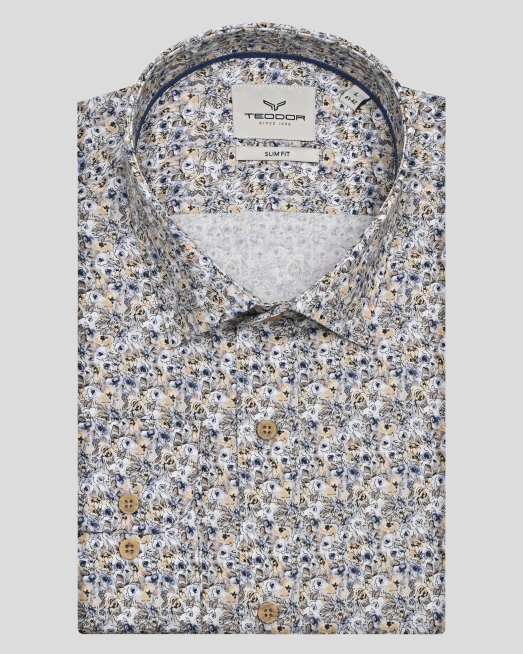 'МНОГОЦВЕТНА РИЗА ОТ ПАМУЧЕН ГАБАРДИН ВЪВ ФЛОРАЛЕН ПРИНТ