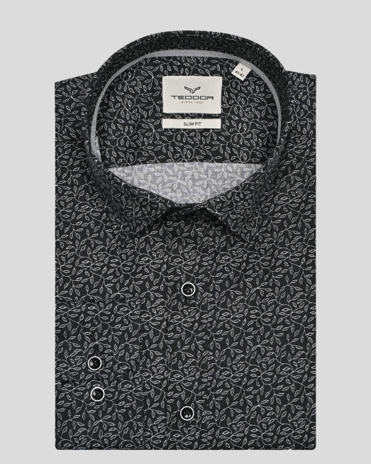 'ЧЕРНА РИЗА В КОНТРАСТЕН ДЕСЕН С ФЛОРАЛНИ ЕЛЕМЕНТИ