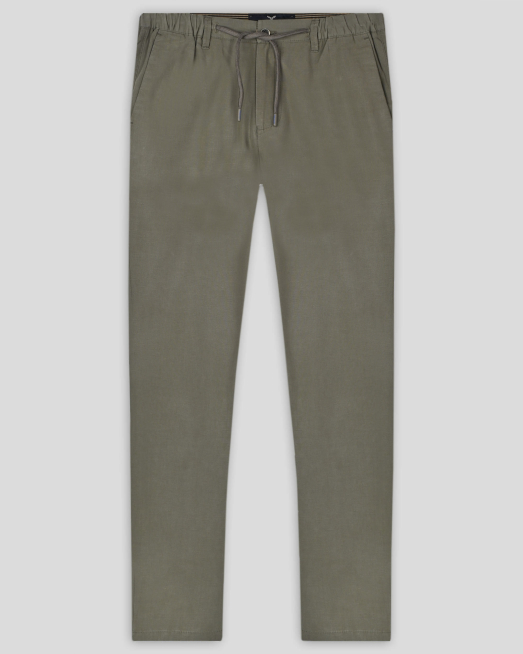 'ЧИНО ПАНТАЛОН ОТ ТЕНСЕЛ И ЛЕН С ЛАСТИК И ВРЪЗКИ В ЦВЯТ КАКИ