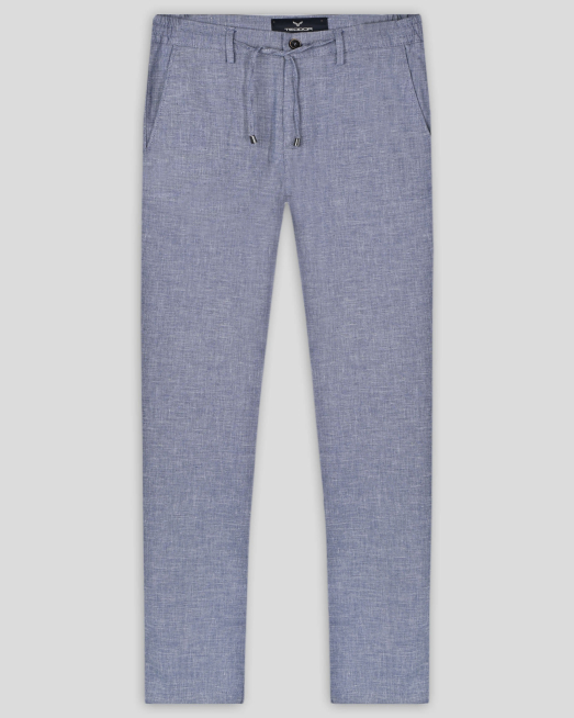 'СИН ПАНТАЛОН МЕЛАНЖ С ИТАЛИАНСКИ ДЖОБ И ЛОГО СВОБОДЕН СИЛУЕТ