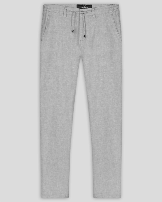 'СИВ ЧИНО ПАНТАЛОН МЕЛАНЖ С ВРЪЗКИ И ЛОГО