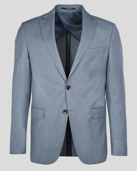 'КЛАСИЧЕСКО САКО С ДВА ШЛИЦА В ПЕТРОЛЕНО СИН МЕЛАНЖ /ЧАСТ ОТ КОСТЮМ/