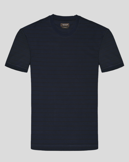 'ТЪМНОСИНЯ ТЕНИСКА В ТОНАЛЕН РИНГЕЛ ОТ ДВОЙНО МЕРСЕРИЗИРАН ПАМУК 