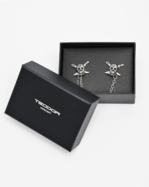 'СИВА БРОШКА С ВЕРИЖКА ВЪВ ФОРМА НА МАЛКИ ЧЕРЕПИ