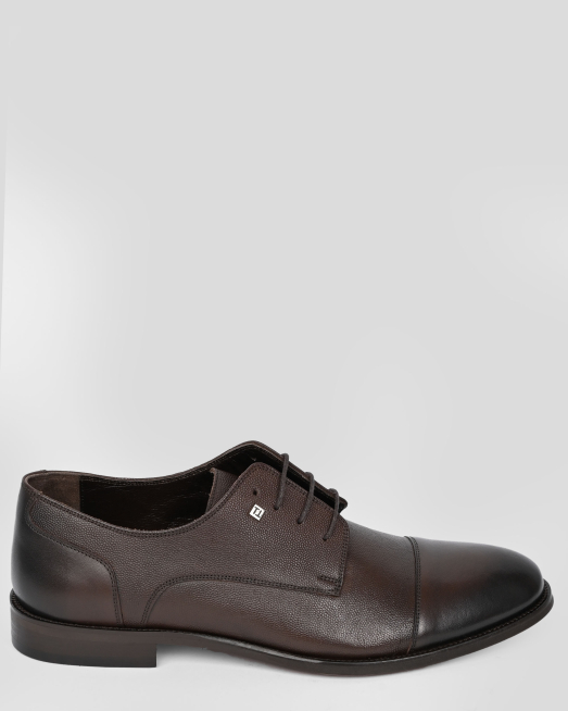 'ТЪМНОКАФЯВИ КЛАСИЧЕСКИ ОБУВКИ ТИП ОКСФОРД ОТ СТРУКТУРНА И ГЛАДКА КОЖА