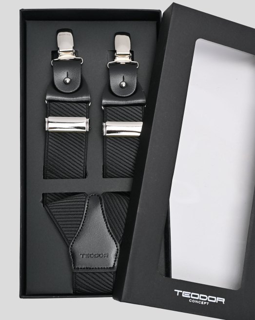 'ЧЕРНИ ТИРАНТИ С КОЖЕНИ ЕЛЕМЕНТИ И КЛИПСИ С ЛОГО