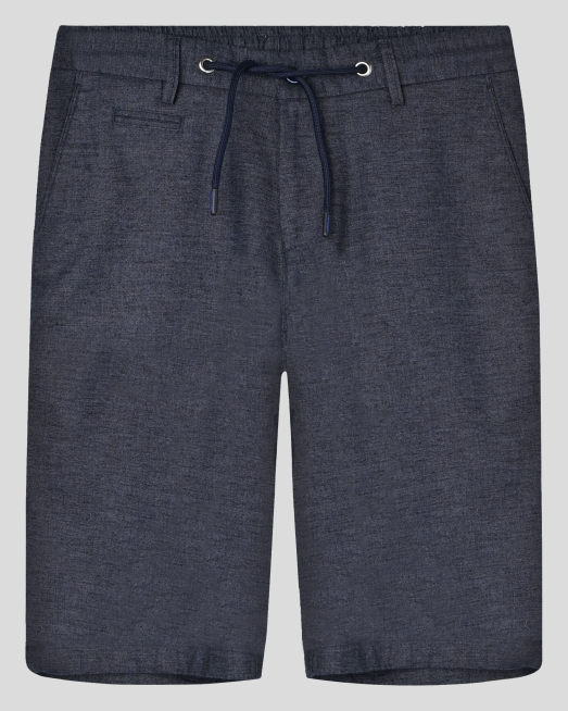 'ТЪМНОСИНИ БЕРМУДИ МЕЛАНЖ ОТ ЛЕН, ТЕНСЕЛ И ПАМУК