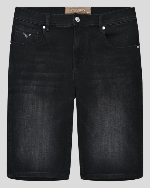 'ЧЕРНИ ДЪНКОВИ БЕРМУДИ С 5 ДЖОБА И БРОДЕРИЯ ЛОГО