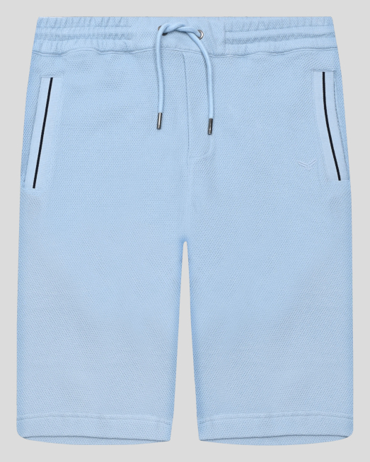 'СВЕТЛОСИНИ БЕРМУДИ ТРИКО С РЕГУЛИРАЩИ ВРЪЗКИ И ГУМИРАНО ЛОГО