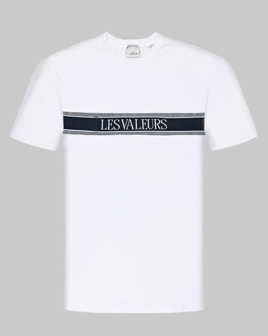 'БЯЛА ТЕНИСКА ОТ PREMIUM ПАМУК С КОНТРАСТЕН ПРИНТ 