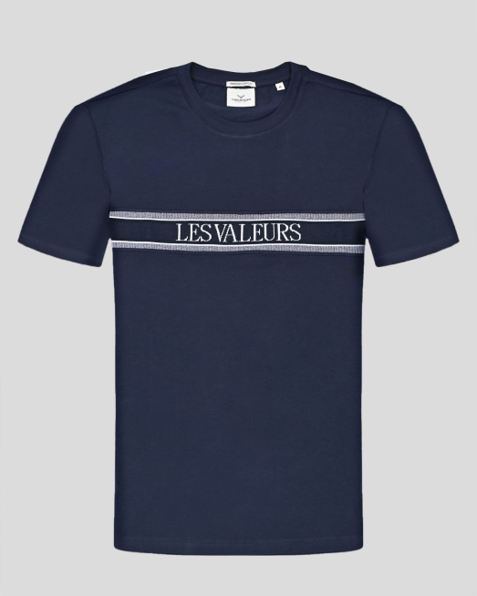 'ТЪМНОСИНЯ ТЕНИСКА ОТ PREMIUM ПАМУК С КОНТРАСТЕН ПРИНТ  