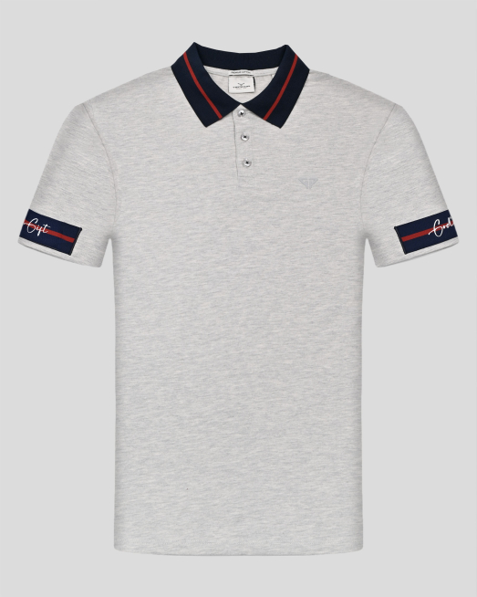 'СИВА ПОЛО ТЕНИСКА МЕЛАНЖ ОТ PREMIUM ПАМУК С ЕФЕКТЕН ПРИНТ GOD'S GIFT 