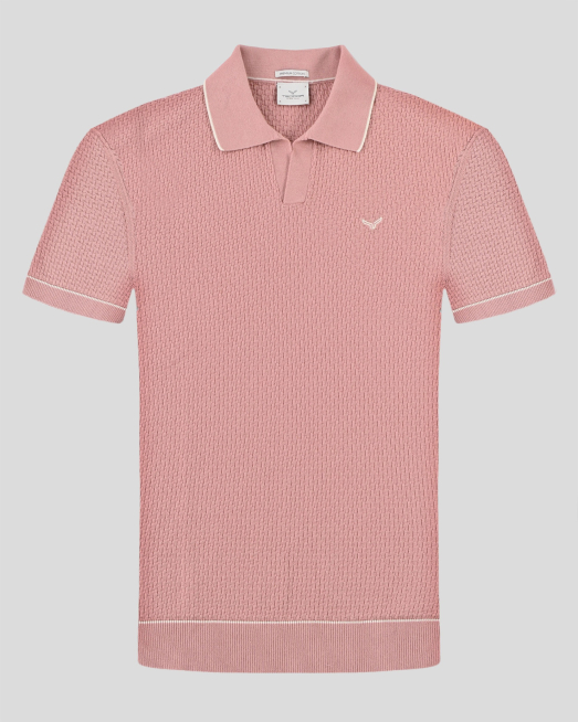 'АНТИК РОЗОВА ПОЛО ТЕНИСКА ТИП ПЛЕТИВО С КОНТРАСТНА ДЕСЕНАЦИЯ