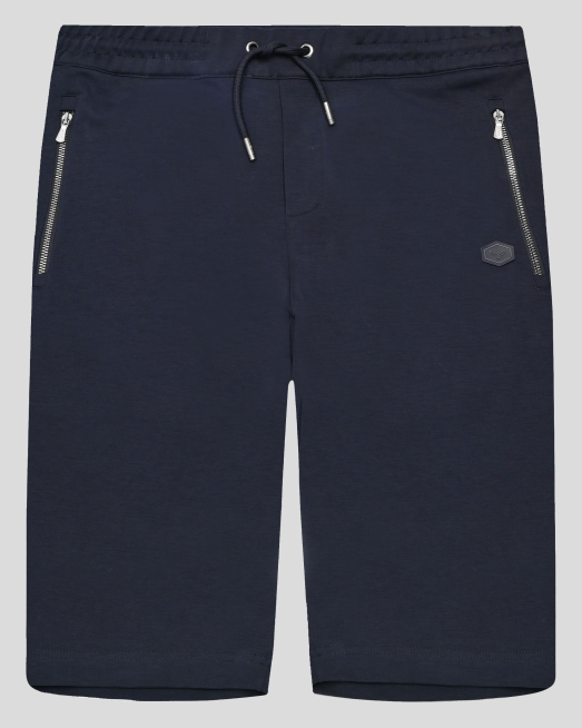 'ТЪМНОСИНИ БЕРМУДИ ОТ ВИСОКОКАЧЕСТВЕН ПАМУК SUPIMA С МЕТАЛНИ ЦИПОВЕ