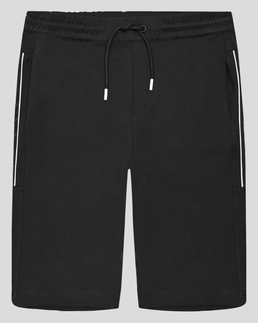 'ЧЕРНИ БЕРМУДИ ОТ ВИСОКОКАЧЕСТВЕН ПАМУК SUPIMA С ВРЪЗКИ И ЛОГО