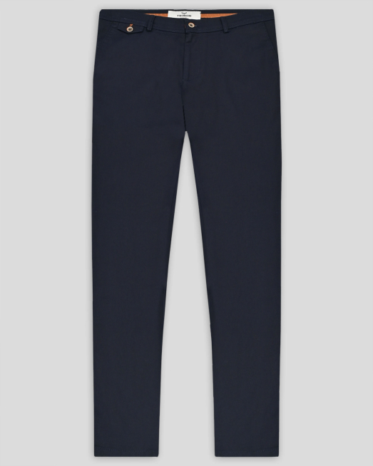 'ТЪМНОСИН ЧИНО ПАНТАЛОН В СИТНА СТРУКТУРА СИЛНО ВТАЛЕН СИЛУЕТ