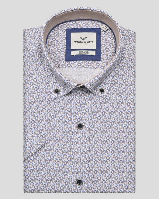 'БЕЖОВА ЛЕНЕНА РИЗА В КОНТРАСТЕН ДЕСЕН С ПЕЙСЛИ МОТИВИ