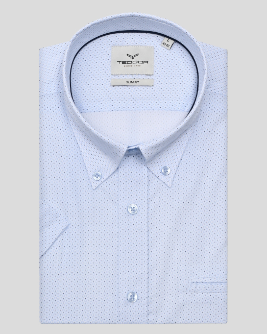 'БЯЛА РИЗА С КЪС РЪКАВ В КОНТРАСТЕН ФИГУРАЛЕН ПРИНТ