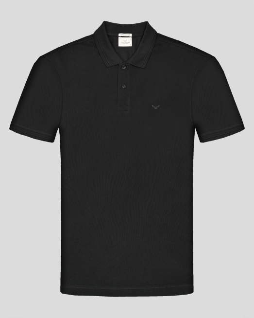 'ЧЕРНА ПОЛО ТЕНИСКА ОТ ВИСОКОКАЧЕСТВЕН ПАМУК SUPIMA С ЛОГО