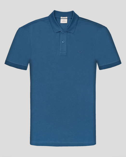 ' ПОЛО ТЕНИСКА ОТ ВИСОКОКАЧЕСТВЕН ПАМУК SUPIMA В ЦВЯТ ПЕТРОЛ